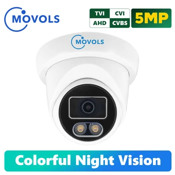 Movols 5MP 2MP Farverige Night Vision Securiry Kamera AHD/TVI/CVI/ Analog 4 I 1 Video Overvågning CCTV Vandtæt Doom Kamera