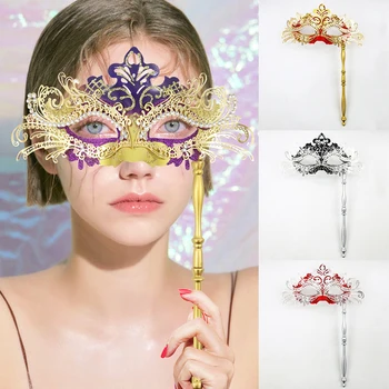 Party Mask Luksus Diamant Venetianske Maskerade Metal Kvinder, Piger Sexet Eye Mask for Fancy Kjole Halloween Ansigt Låg med Håndtag