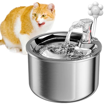 Kat Vand Dispenser Automatisk Katte, Hund Vand Springvand, der Kører Med 4-lags Filter Sensor Rustfri Stål Kat Drikker Springvand