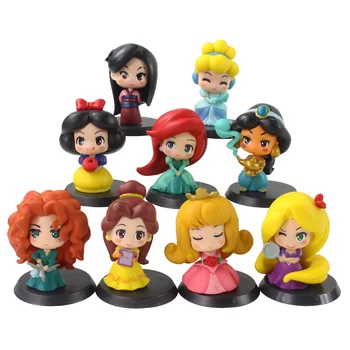 6cm 9pcs/Masse Disney-Merida Mulan Ariel, Belle, Snehvide Aurora, Jasmine Prinsesse PVC-Action Figur Model Doll Toy Børn Gaver