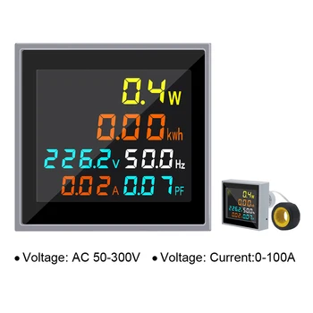 Digital Voltmeter Amperemeter AC 50-300v 100A Wattmeter Power Energy Frekvens Meter LCD-Spænding Overvåge Aktuelle Faktor Volt AmpHerz