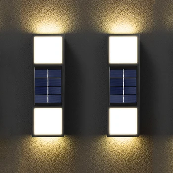 6LED Udendørs LED Sol Lys Op Og Ned Lysende Belysning Vandtæt Sol Lampe Hegn Dæk Have Veranda Gård Dekoration