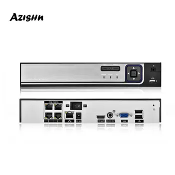 AZISHN H. 265+ 48V POE NVR 4CH/8CH 5MP Audio Overvågning Face Detection IP-Kamera CCTV-Systemet P2P Network Video Recorder