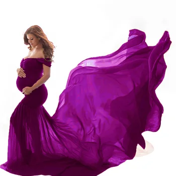 Lang Barsel Fotografering Rekvisitter Graviditet Kjole Til Foto Optagelse Off Skulder Kjoler Til Gravide Kvinder Maxi Barsel Kjoler