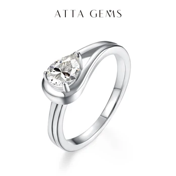 ATTAGEMS D Farve VVS1 585 10K, 14K Guld 100% Moissanite Ringe til Kvinder, der Gik Diamant Tester Engagement Fine Smykker