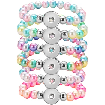 AB0080 Nye Mode, Skønhed Runde Gradient Farverige perler fleksible snap armbånd armbånd til 18mm snap knapper engros Gave