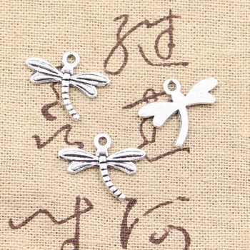 50stk Dragonfly Charme 15x18mm Antik Sølv Farve Forgyldt Vedhæng Gør DIY Håndlavede Tibetanske Sølv Farve Smykker