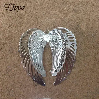 10stk 40mm filigran DIY 3d-vinkel vinger vedhæng Rodium Kobber forskønnelse resultater smykker komponenter metal dekorationer