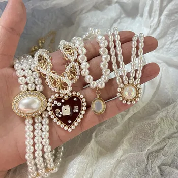 Vintage Barok Perle, Krystal Uregelmæssige choker Halskæde til Kvinder Luksus Bryllup Part Æstetiske Smykker