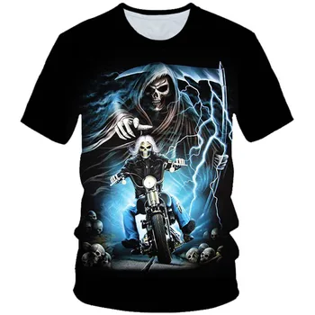 4-20 År Børn 3D Skull T-Shirt Drenge Piger Motorcykel Skelet Gotiske Vintage Rock Død Brand Punk T-Shirt Børn Tshirt Toppe