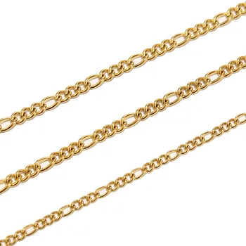 2 Meter Rustfrit Stål Guld Figaro Bremse Cubanske Kæde 3:1 Bremse Kæde for DIY-Halskæde-Armbånd, hvilket Gør Tilbehør