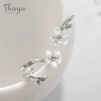Thaya Hvid Kirsebær s925 Sølv Øreringe Blomst Round Cuff Øreringe Til Kvinder med Elegante, Fine Smykker