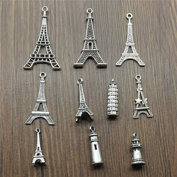 10stk Charms Eiffeltårnet Antik Sølv Farve Eiffeltårnet Vedhæng, Charms Tower Charms og vedhæng Til smykkefremstilling