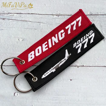 2 STK i Sort og Rødt Broderi Boeing 777 Mode Nipsting Nøglering Phone Strap Luftfart nøgleringe til Mænd Gave Bagage-Tag Keyr