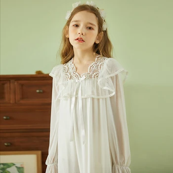 Børn Pige Lolita Mesh Prinsesse Sleepshirts.Royal Stil Blonder Nightgowns.Victoriansk lille Barn Kid ' s Nightdress Hjem Nattøj