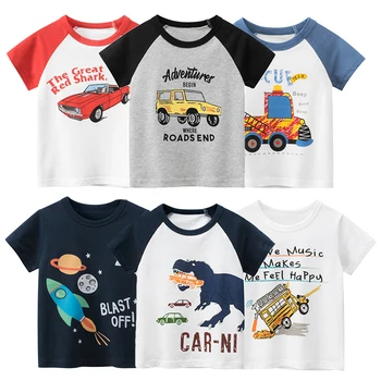 Baby Boy T-shirts Sommeren 2022 Bomuld Kids Tøj, Bil, Print T-shirt For Dreng Korte Ærmer Toppe børnetøj 2-8 År