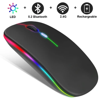 Trådløs Mus RGB Genopladelige Bluetooth Mus Trådløse Computer Mause LED-Baggrundsbelyst Ergonomisk Gaming Mus til Bærbare PC