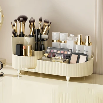Desktop Cosmetic Organizer til Børster 360° Roterende Makeup Børste Rack Kosmetik opbevaringsboks Forfængelighed Hylde, Bordplade