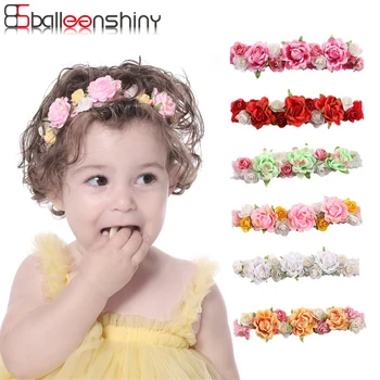 BalleenShiny Børns Hovedbøjle Baby Piger Crown blomsterkrans Hårbånd Børn Brude Søde Blomster Hår Mode Tilbehør Tiara