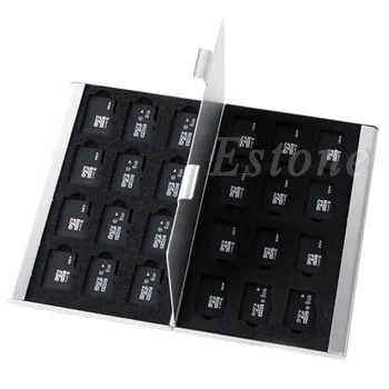 Sølv Aluminium Hukommelseskort Opbevaring Tilfælde, Box Holder Til 24 TF Micro SD-Kort