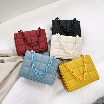Koreansk Mode Præget Klap Crossbody Taske Mini Punge og Håndtasker Luksus Designer Punge for Kvinder Square Shoulder Bag