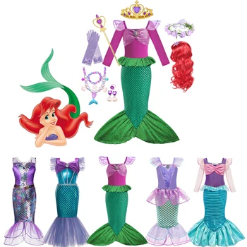 Disney-Prinsesse Lille Havfrue Ariel Kjoler For Piger, Fødselsdagsfest Karneval Børn Cosplay Havfrue Kostumer Prom Tøj