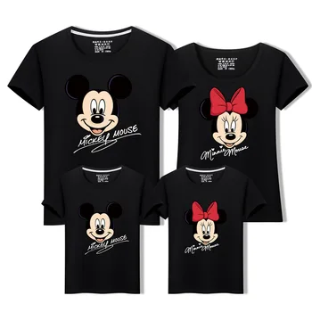 Sommeren Matchende Familie Udstyr Mickey Mouse, Minnie kortærmet T-Shirt Mor og Mig Familie Ser Far Søn Udstyr Par Tøj