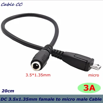 0,2 m DC Power Jack Female 3.5x1.35 mm til USB-Micro-USB-Mandlige 3A 22AWG Ren Kobber Kabel-20cm Tablet-Computer Mobil Telefon Opladning