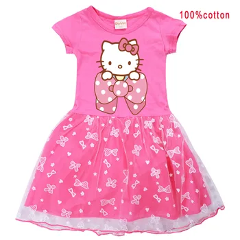 2022 sommeren nye Sanrio hello kitty piger dress bomuld kortærmet T-shirt til sommeren børns bue kjole