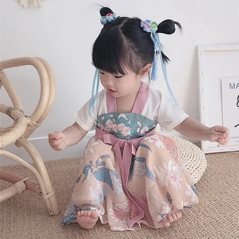 Baby pige Hanfu kjole piger sommer tøj 0-5Y lille pige antikke kjole baby børn kortærmet kjole