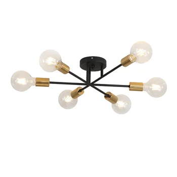 Loft Lampe Vintage Flere E27 Lampe Base Sort/Hvid/Guld til Stue / Spise stue / Soveværelse LED Lysekrone