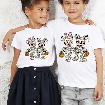 Disney Fire Sæsoner Kids Halloween Serie Grafiske Mickey, Minnie Mumie Dress Up Kortærmet Udsøgt Barnet T-Shirt Trend Toppe