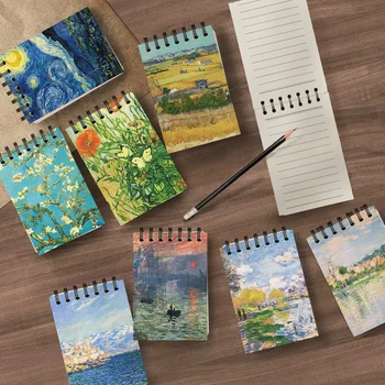 Pocket Notebook Berømte Maleri Af Van Gogh Monet Vandret Linje Spole Bemærk, Ord, Bog, Bog, Dagbog Dagbog Planner Papirvarer