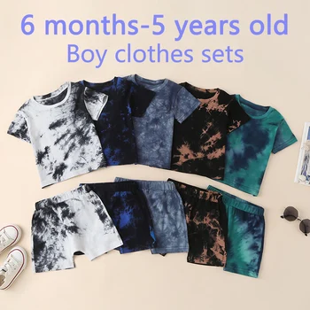 Børn Tøj Sæt Baby Boy Tøj Kids Tøj Drenge Træningsdragt Sæt Tie-dye Trykte Kort Ærme Toppe, Shorts Sommer Outfits