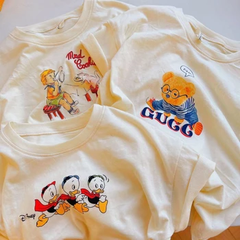 Drenge og Piger' kortærmet Top T-shirt til Sommeren 2023 Nye Baby Afslappet kortærmet T-shirt Tegnefilm for Søde Børn' Ren