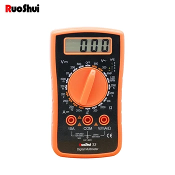 RuoShui 33 Digital multimeter mini Bærbare AC / DC spænding, diode hEF Modstand Nuværende tester Nem at bruge et Voltmeter multimetro
