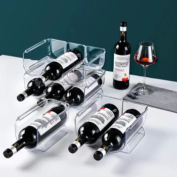 Stabelbar Vin Rack Køleskab Arrangør Vin Holder Flaskeholder Vin Displayet Stå Opbevaring Af Vin Stå Køkken Organizer