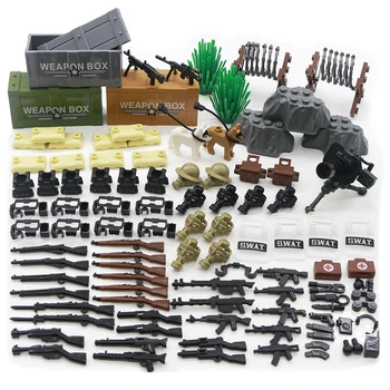 Låsning af Militære Våben, Tilbehør Til Figur Dele byggesten Hær Soldat MM Mursten SWAT Politi Pistol Samle Model Legetøj