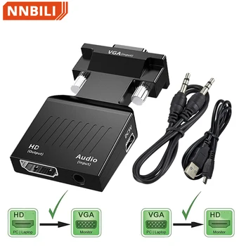 HDMI-kompatibel Til VGA Konverter Med 3,5 mm Audio Kabel Til PS4 Bærbare PC, TV-Skærm, Projektor 1080P VGA hun Til HD Mandlige Tilpasse