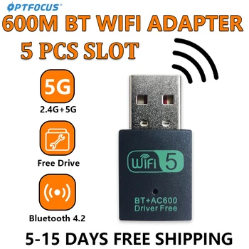 OPTFOCUS 2 5 Pc 'er, USB-Wifi-Adapter 600Mbps 802.11 b g n ac Wifi Adaptador For PC' en Wi-fi-Netværk Bluetooth-Kortet 4.2 WLAN-Kort