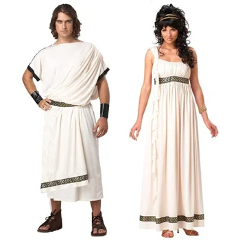 Halloween-Par, Mand, Kvinder, Gamle Græske Rom Toga Robe Mytologi Gud, Gudinde Kostume Fantasia Fancy Kjole