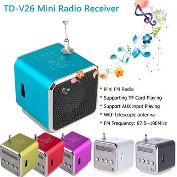Universal TD-V26 Mini Digital FM-Radio Højttaler Transportabel FM-Radio Modtager med LED Skærm Højttaler Støtte TF Kort