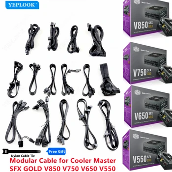 Modulære kabelsæt til Cooler Master V550 V650 V750 V850 SFX GOLD PSU GPU PCIe 8Pin 6+2Pin CPU 4+4Pin 5Pin SATA Molex 4Pin 24Pin