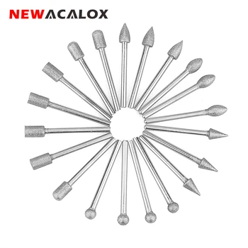 NEWACALOX 20Pcs 3 mm Skaft Diamant Roterende Slibemaskiner Smule Metal Polering Mini Drill Grater Bit Sat for Dremel Roterende Værktøj Slibe -