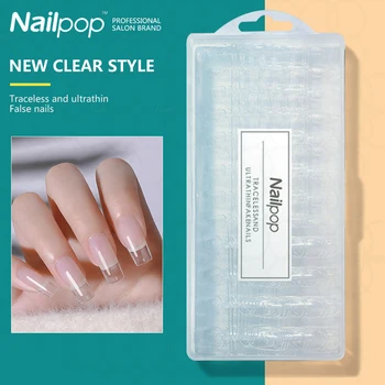 Nailpop 600Pcs Gel Negle Tips Acryl Transparent Fuld Dækning Square/Kiste/Mandel Kort Tryk på Falske Negle Amerikanske Kapsel Kunst