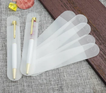 Plast afrundet mat gennemsigtig blyant pose, solid farve universal pen taske glat pen gave pen taske kan hænges op