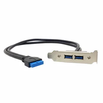 CY USB 3.0 Kvindelige Bagsiden Dual Port på Bundkortet 20pin Kabel med Lav Profil 95mm Højde PCI-Beslag 40cm