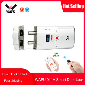 WAFU 011A dørlås Tuya Wifi Smart Lås Bluetooth-Adgangskode, Fingeraftryk Lås Tryk Nøglefri Låse Døren Deadbolt intelligent Lås