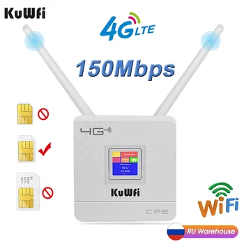 KuWfi 4G LTE CPE Wifi Router CAT4 150Mbps Wireless Router Ulåst 4G LTE SIM-Wifi Router Med Ekstern Antenne WAN/LAN RJ45