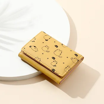 Kat Punge for Kvinder Mode Sød Tegnefilm Luksus Kvinders Lille Wallet Læder Kort Kort Hold Pakke Kvindelige Coin Purse Wallet